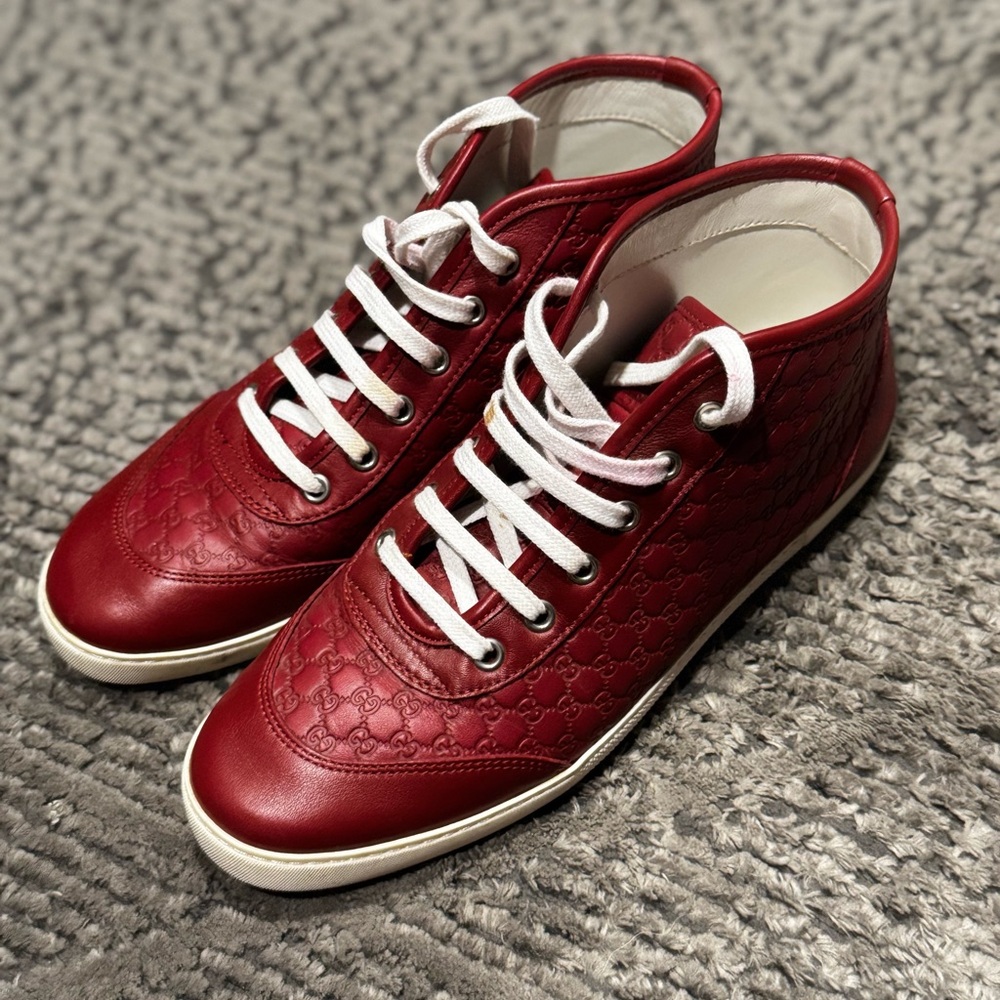 Gucci Red/Burgundy Leather Sneakers